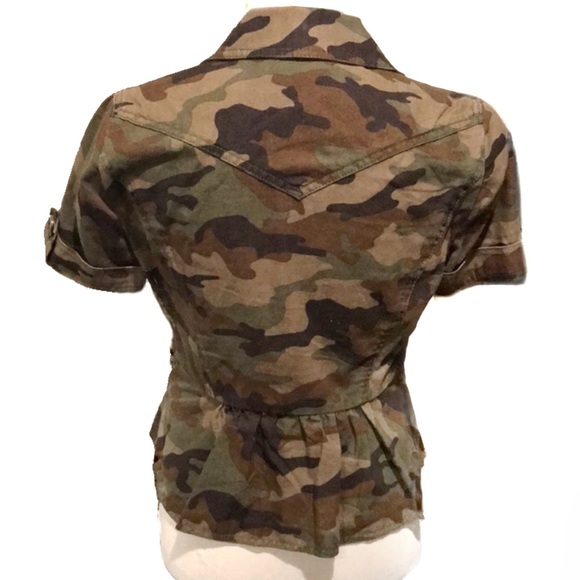 Michael Kors Camouflage Crop Peplum Blazer Jacket - Picture 3 of 12